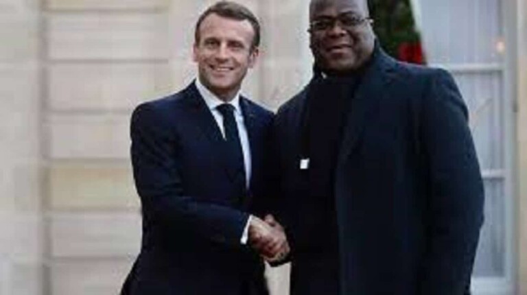 Les prÃ©sidents Emmanuel Macron et FÃ©lix Tshisekedi