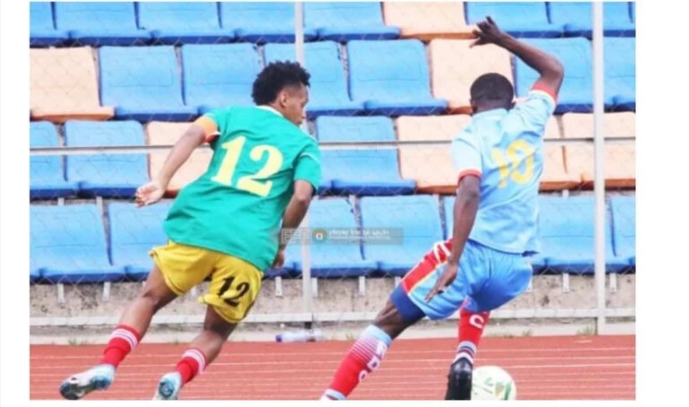 Des joueurs de la RDC et de l'Ethiopie lors d'un match de la CAN U23