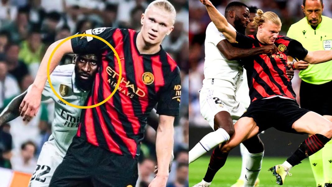 Antonio Rudiger vs Erling Haaland lors de la demi-finale aller de la Ligue des champions 2022-2023