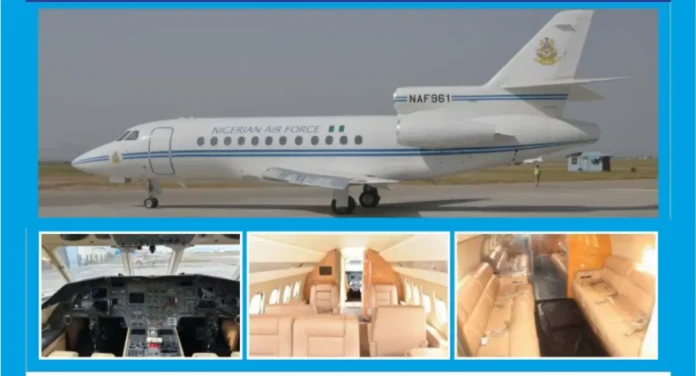 L'avion NAF961 Dassault Falcon 900 est mis en vente. L'un des avions de la flotte prÃ©sidentielle du Nigeria